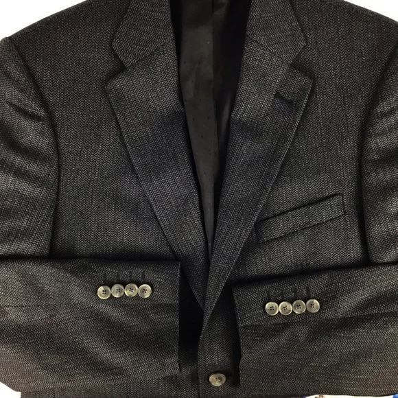 Turnbury Charcoal Gray Herringbone Classic Notch Lapel Sport Coat | 38R - Picture 3 of 14